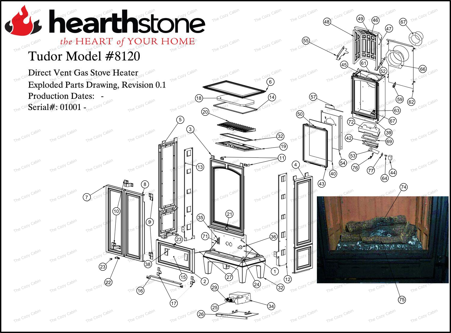 Tudor Model 8120 Parts (8120) The Cozy Cabin Hearthstone Parts Store
