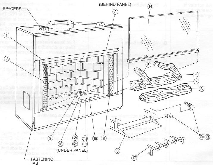 charmglow ventless gas fireplace parts