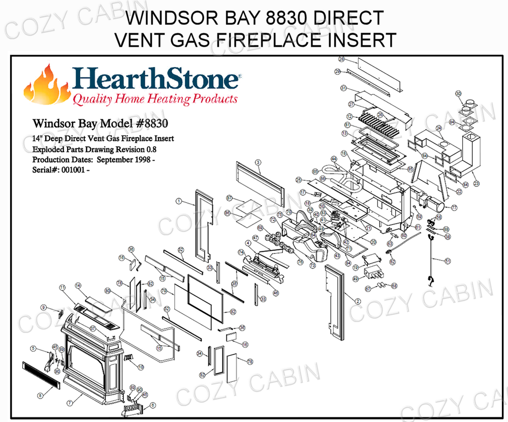 Windsor Bay Direct Vent Gas Insert (8830) (8830) The Cozy Cabin Hearthstone  Parts Store