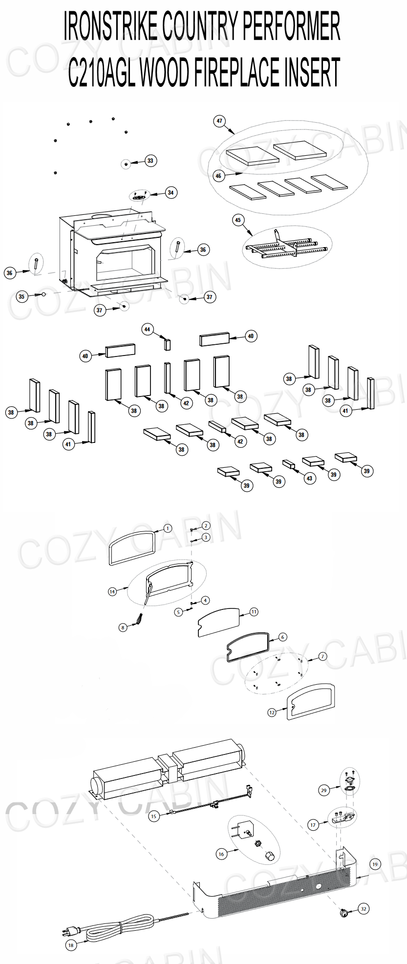 IRONSTRIKE COUNTRY PERFORMER WOOD INSERT WITH ARCH DOOR (C210AGL) (C210AGL)  The Cozy Cabin Lennox Hearth Parts Store