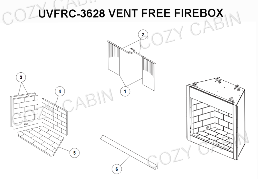 Superior Vent Free Firebox (UVFRC-3628) (UVFRC-3628) The Cozy Cabin Lennox  Hearth Parts Store