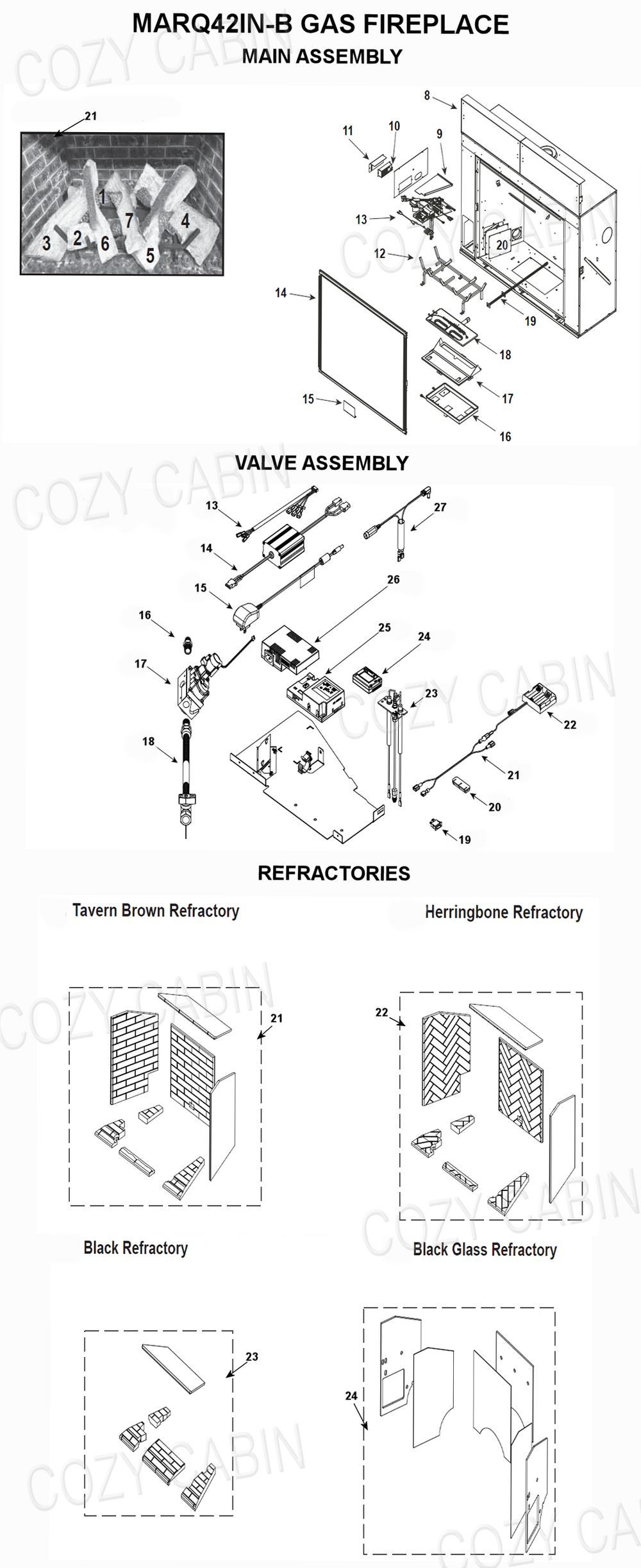 MAJESTIC MARQUIS II REV B DIRECT VENT GAS FIREPLACE (MARQ42IN-B)  (MARQ42IN-B) The Cozy Cabin Stove & Fireplace Parts Store