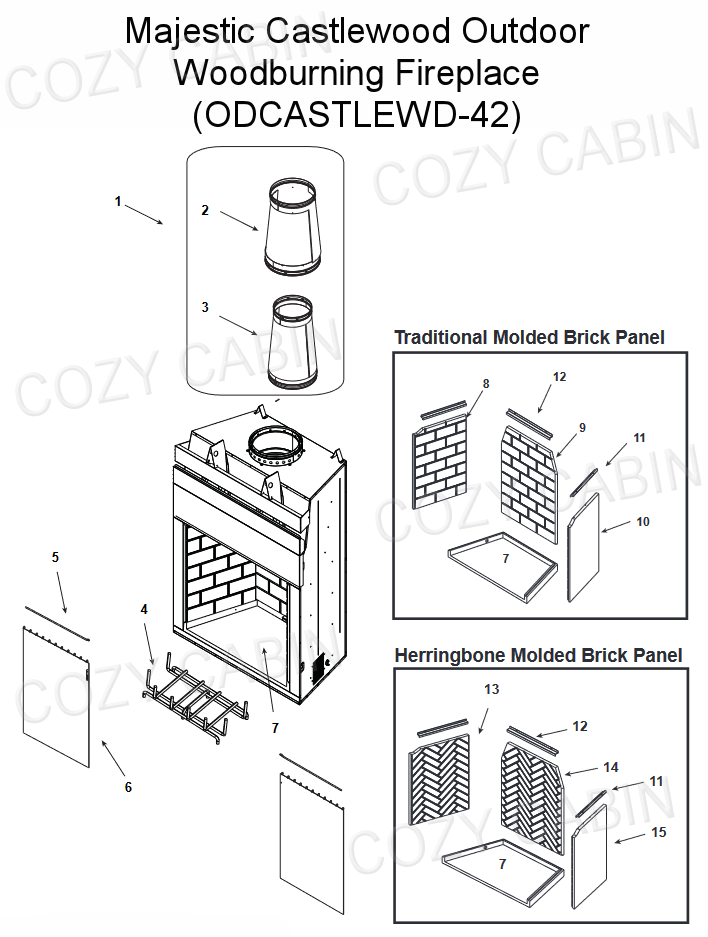 Majestic Castlewood 42 Outdoor Woodburning Fireplace (ODCASTLEWD-42)  (ODCASTLEWD-42) The Cozy Cabin Stove u0026 Fireplace Parts Store
