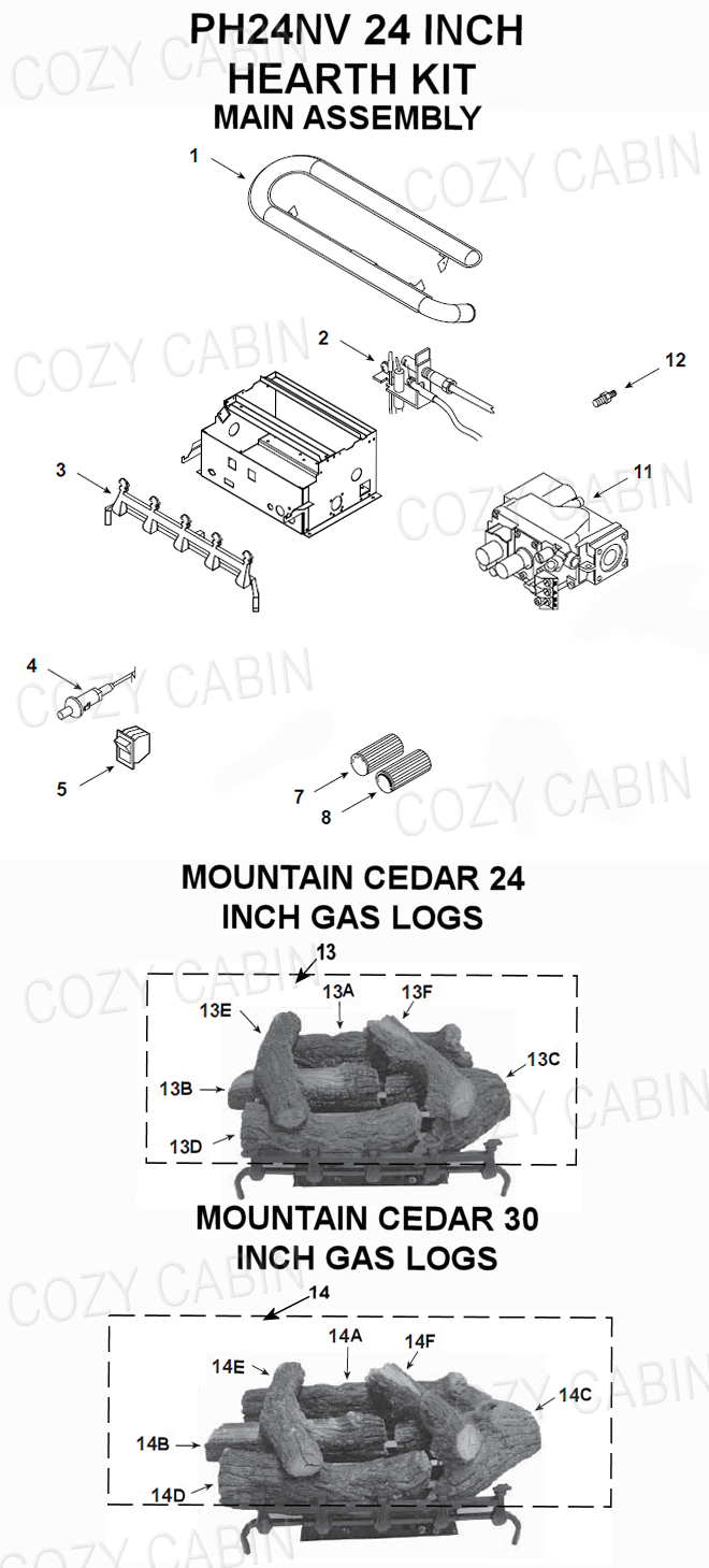 MONESSEN 24 INCH NATURAL GAS HEARTH KIT WITH MILLIVOLT CONTROL (PH24NV)  (PH24NV) The Cozy Cabin Stove u0026 Fireplace Parts Store