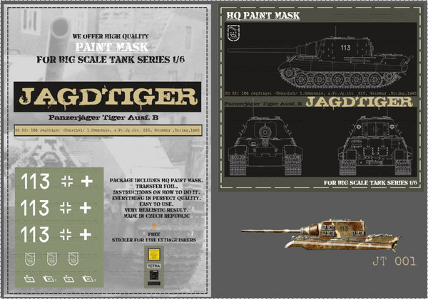 HQ-JT001 1/6 Sd.Kfz.186  Jagdtiger, 1.kompanie, s.Pz.Jg.Abt.512, Germany Spring 1945 , Paint Mask #HQ-JT001