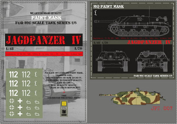 HQ-JPZ007 1/6 Jagdpanzer IV L48, 130th Pz.Jg.Lehr Abt., Pz.Lehr Div., France 1944 , Paint Mask #HQ-JPZ007