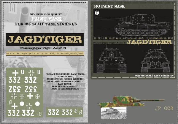HQ-JT008 1/6 Sd.Kfz.186 Jagdtiger, s.Pz.Jg.Abt.653, Morsbronn, Marech 1945 , Paint Mask #HQ-JT008