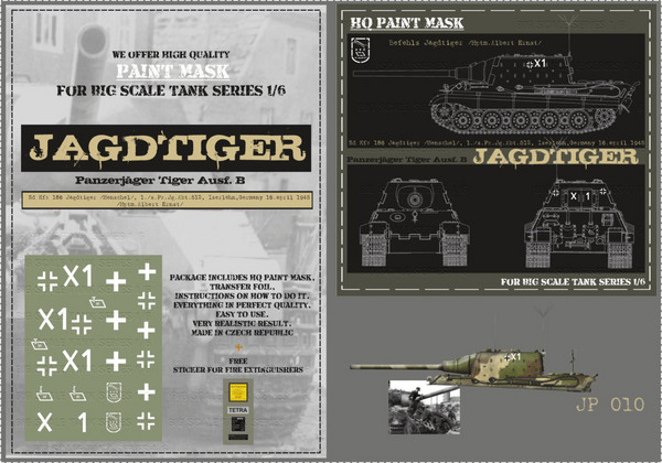 HQ-JT010 1/6 Sd.Kfz.186 Jagdtiger, 1./s.Pz.Jg.Abt.512, Iserlohn, Germany 16.April 1945, Hptm Albert Ernst , Paint Mask #HQ-JT010