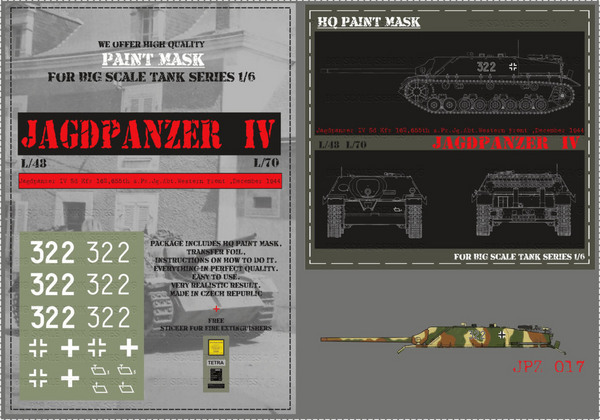 HQ-JPZ017 1/6 Jagdpanzer IV L70, 655th s.Pz.Jg.Abt. Western Front, December 1944 , Paint Mask #HQ-JPZ017