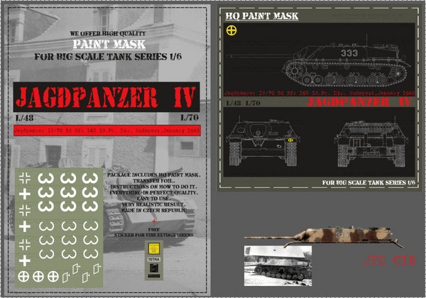 HQ-JPZ018 1/6 Jagdpanzer IV L70, 13.Pz.Div. Budapest, January 1945 , Paint Mask #HQ-JPZ018