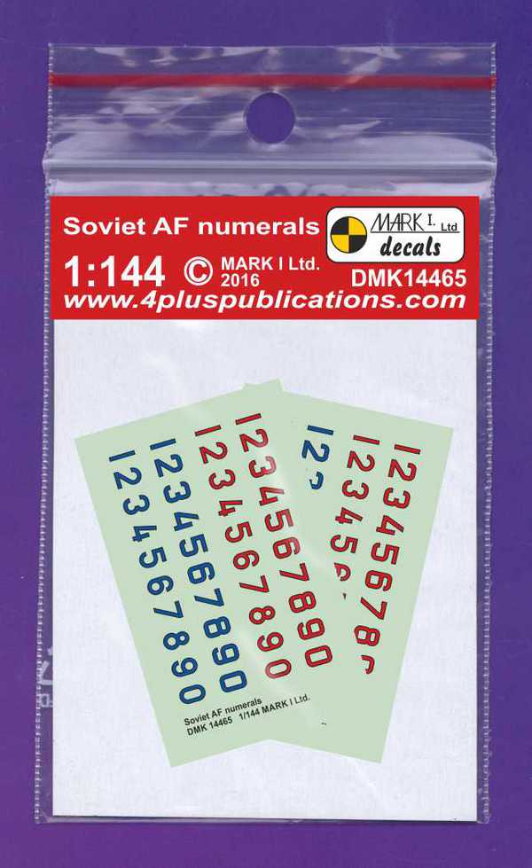 DMK14465 Mark 1 Decals 1:144 Soviet Air Force numerals Red and Blue, Black 