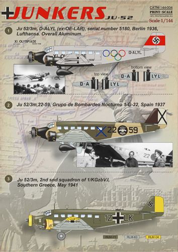 Print Scale 72-277 - Junkers Ju-52 Civic Versions, Part 1