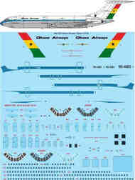 Ghana Airways Vickers VC-10 laser decal with screen print details #TS144-1379