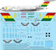 Ghana Airways Vickers VC-10 laser decal with screen print details #TS144-655
