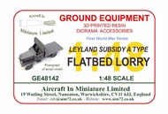  AIM - Ground Equipment  1/48 Leyland Subsidy A type flatbed lorry - circa 1916 - 3D-printed GE48142