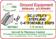  AIM - Ground Equipment  1/72 Douglas DC-3/C-47 Utility Steps plus two sets of C-47 portable steps.The portable steps were normally carried in the aircraft. Suitable for use with these kits: Italeri Douglas DC-3 and C-47 kits, also the Airfix Dakota kits. For more info GE72041