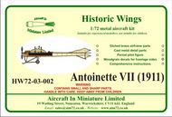  AIM - Historic Wings  1/72 Antoinette VII monoplane (1909) HW7203002