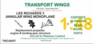 Lee-Richards Annular Monoplane Detail parts set #TWC48057