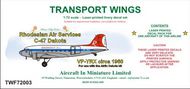  AIM - Transport Wings  1/72 Rhodesian Air Services Dakota (circa 1960) decal set TWF72003