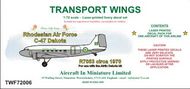  AIM - Transport Wings  1/72 Rhodesian Air Force C-47 Dakota (circa 1970) decal set TWF72006