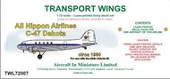  AIM - Transport Wings  1/72 All Nippon Airways C-47 Dakota (circa 1960) decal set TWL72007