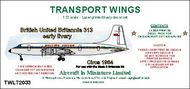  AIM - Transport Wings  1/72 British United Britannia 317 (early livery G   circa 1964) decal set TWL72033