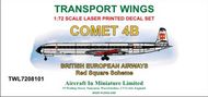  AIM - Transport Wings  1/72 de Havilland Comet 4B decal set - British European Airways - red square scheme   http://www.aim72.co.uk/page88.html TWL7208101