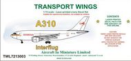  AIM - Transport Wings  1/72 Airbus A310 decal set  Interflug. http://www.aim72.co.uk/page112.html TWL7213003