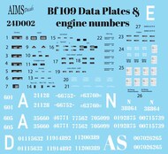  Aims  1/24 Messerschmitt Bf.109 Data Plates and engine numbers AIMS24D002