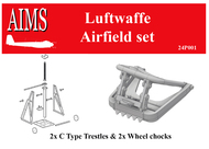  Aims  1/24 Luftwaffe airfield set - 2x Type C Trestle and 2x Wheel Chocks AIMS24P001