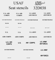 USAF seat stencils - use lower pack stencils only on bombers #AIMS32D038