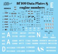  Aims  1/48 Bf.109 data plates and engine numbers AIMS48D034