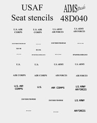 USAF seat stencils - use lower pack stencils only on bombers #AIMS48D040