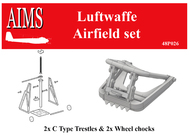 Aims  1/48 Luftwaffe airfield set - 2x Type C Trestle and 2x Wheel Chocks AIMS48P026