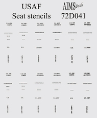 USAF seat stencils - use lower pack stencils only on bombers #AIMS72D041