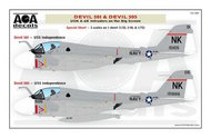 AOA Decals  1/32 Devil 501 & Devil 505 - USN Grumman A-6E Intruders on the Big Screen (1/32, 1/48, & 1/72 combo special sheet) In late 1989, A-6E TRAM Intruders from VA-165 Boomers were modified to represent the earlier A-6A from VA-196 Main Battery during a fictitious 19 AOASS01