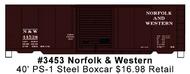  Accurail  HO 40'Ps-1 Steel Boxcar N&W ACU3453