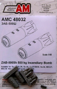  ADVANCED MODELING  1/48 ZAB500Sh 500kg Incendiary Bomb (2) for Soviet Aircraft (D)<!-- _Disc_ -->* AOD48032