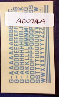  Aeroclub Models  NoScale Civ Reg Letters 4mm Light Blue AED0249
