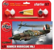  Airfix  1/72 Hawker Hurricane Mk I Fighter Small Starter Set w/paint & glue ARX55111