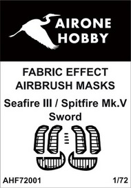  Airone Hobby  1/72 Supermarine Seafire Mk.III, Spitfire Mk.Vc fabric effect aileron and control surfaces airbrush masks* AHF72001