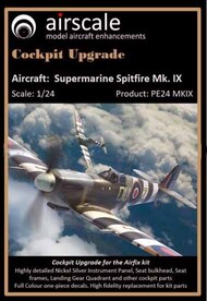 Airscale Model Aircraft Enhancements  1/24 Spitfire Mk IXc Cockpit Upgrade Set (Photo-Etch & Decal) for ARX AIC2432