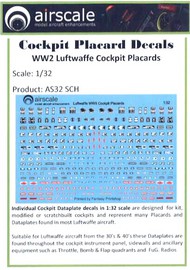  Airscale Model Aircraft Enhancements  1/32 WWII Luftwaffe Cockpit Placards & Dataplates (Decal) AIC3205