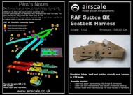  Airscale Model Aircraft Enhancements  1/32 RAF Sutton QK Seatbelts Harness (Laser Cut Paper & Photo-Etch) AIC3222