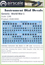  Airscale Model Aircraft Enhancements  1/48 WWI Allied & German Instrument Dials (Decal) AIC4809