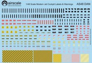  Airscale Model Aircraft Enhancements  1/48 Modern Jet Cockpit Dataplate & Warning Labels (Decal) AIC4814