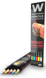  AK Interactive  NoScale Weathering Pencils: Basic Colors Shading & Demotion Set (5 Colors) AKI10045