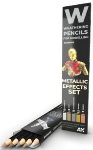  AK Interactive  NoScale Weathering Pencils: Metallic Effects Set (5 Colors) AKI10046