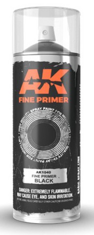  AK Interactive  NoScale Fine Black Lacquer Primer 200ml Spray AKI1040