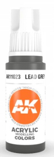  AK Interactive  NoScale Lead Grey Acrylic Paint 17ml Bottle AKI11023